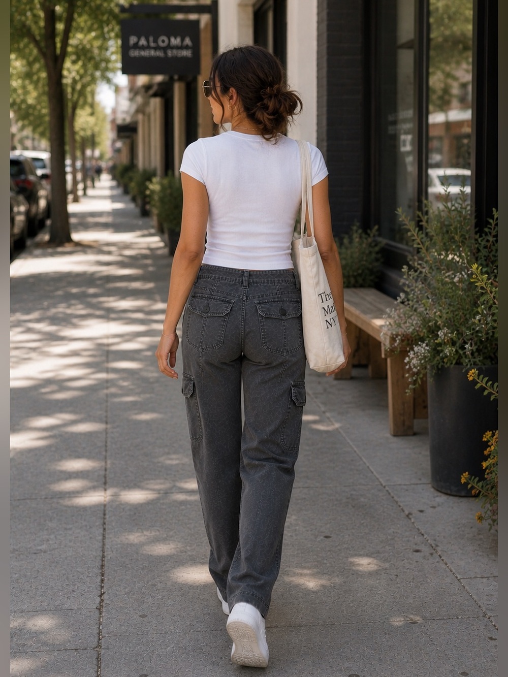 RICKIS Revolution Grey Wide Leg Cargo Stretch Utility Pants Sz 6 Pockets Y2K - Picture 16 of 16